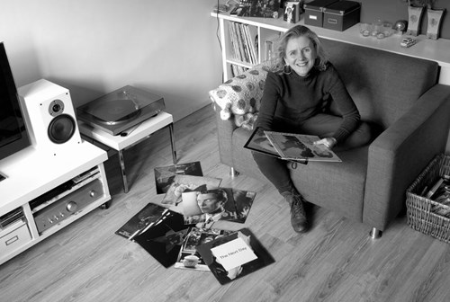 Frida Miedema with her record collection